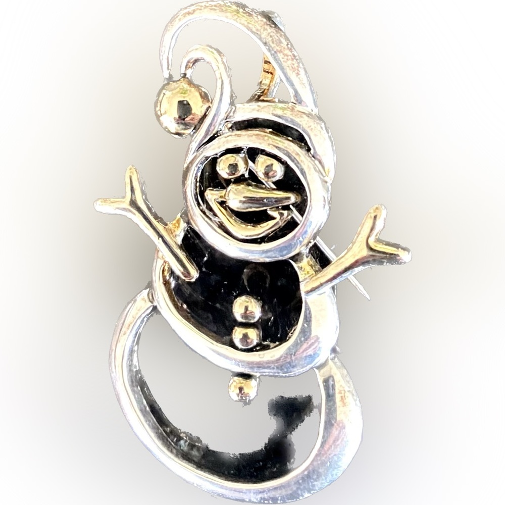 💙3 for $30💙  Vintage MJ Snowman gold & silver tone Pin/Brooch